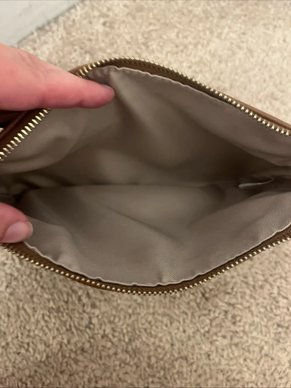 Nine West Chestnut Pebbled Leather Shoulder Bag with Gold Hardware